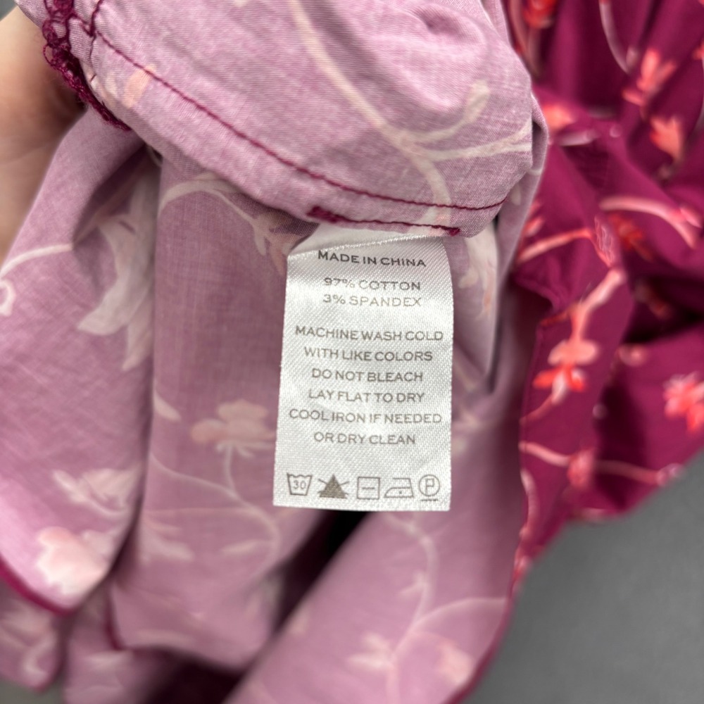 Hill House Home The Ellie Nap Dress Burgundy Floral Smocked Tiered Midi Size M - Picture 11 of 13